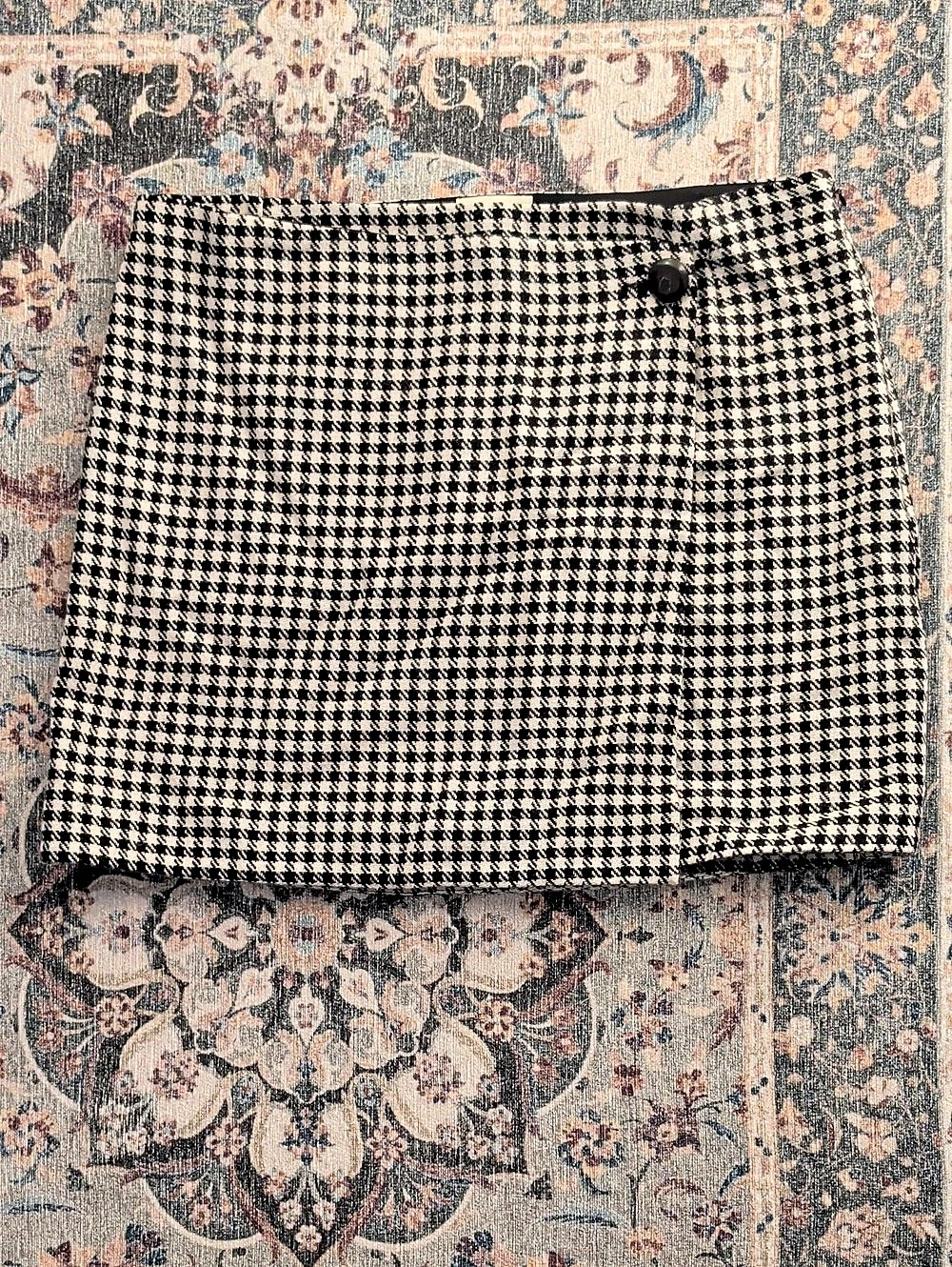 Sézane Laure Skirt Houndstooth Mini Black & White Size 44
